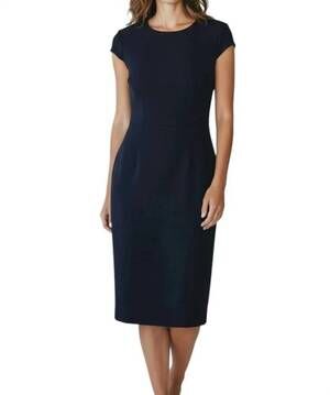 NEW TALBOT RUNHOF cap sleeve midi dress in blue